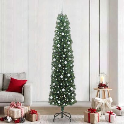 Brad de Crăciun artificial with LEDs Verde 240 cm PVC GartenMobel Dekor
