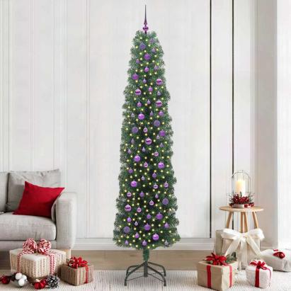 Brad de Crăciun artificial with LEDs Verde 240 cm PVC GartenMobel Dekor