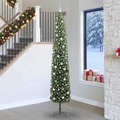 Brad de Crăciun artificial with LEDs Verde 270 cm PVC GartenMobel Dekor