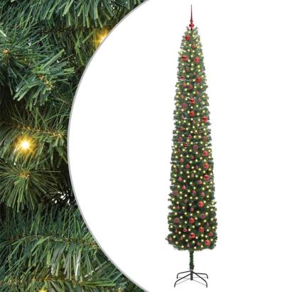 Brad de Crăciun artificial with LEDs Verde 300 cm PVC GartenMobel Dekor