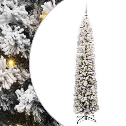 Brad de Crăciun artificial with LEDs Verde și alb 180 cm PVC GartenMobel Dekor