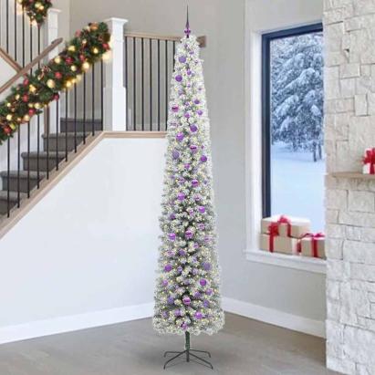 Brad de Crăciun artificial Verde și alb 270 cm PVC GartenMobel Dekor