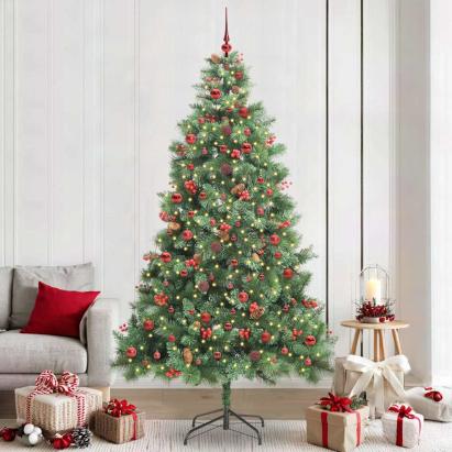Brad de Crăciun artificial Verde 240 cm PVC și Metal GartenMobel Dekor