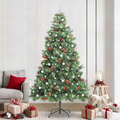 Brad de Crăciun artificial Verde 240 cm PVC și Metal GartenMobel Dekor