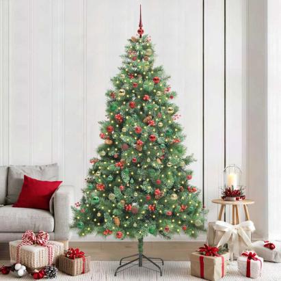 Brad de Crăciun artificial Verde 240 cm PVC și Metal GartenMobel Dekor