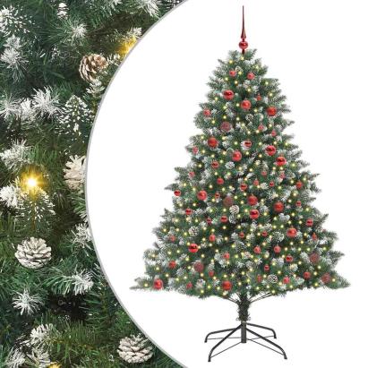 Brad de Crăciun artificial cu 300 LED Verde 126 x 126 x 180 cm GartenMobel Dekor