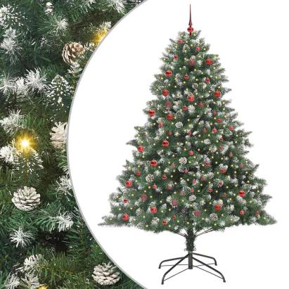 Brad de Crăciun artificial cu 300 LED Verde 140 x 140 x 210 cm GartenMobel Dekor