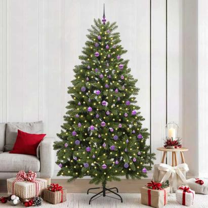 Brad de Crăciun artificial Verde 240 cm PVC și Metal GartenMobel Dekor
