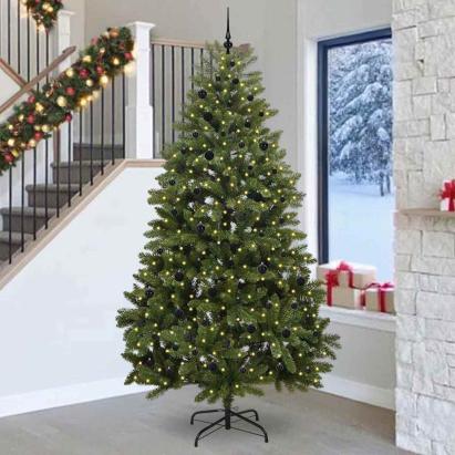Brad de Crăciun artificial Verde 270 cm PVC și Metal GartenMobel Dekor