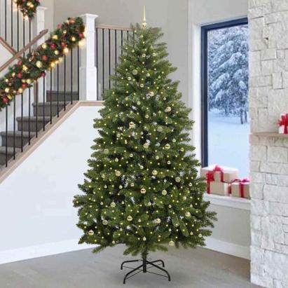 Brad de Crăciun artificial Verde 270 cm PVC și Metal GartenMobel Dekor