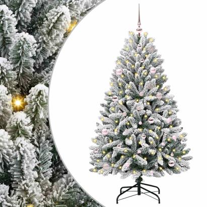 Brad de Crăciun artificial Verde și alb 150 cm PVC și Metal GartenMobel Dekor