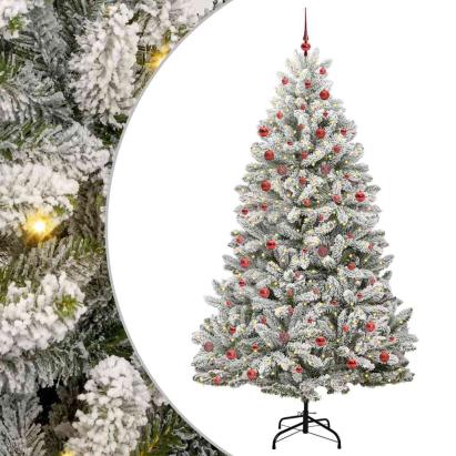 Brad de Crăciun artificial Verde și alb 210 cm PVC și Metal GartenMobel Dekor