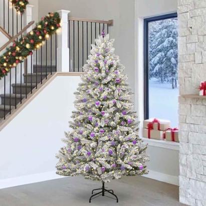 Brad de Crăciun artificial Verde și alb 240 cm PVC și Metal GartenMobel Dekor