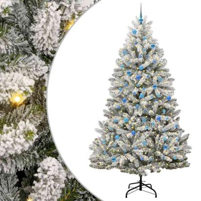 Brad de Crăciun artificial Verde și alb 240 cm PVC și Metal GartenMobel Dekor