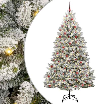 Brad de Crăciun artificial Verde și alb 270 cm PVC și Metal GartenMobel Dekor