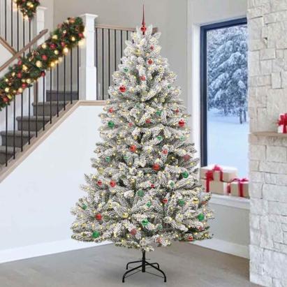 Brad de Crăciun artificial Verde și alb 270 cm PVC și Metal GartenMobel Dekor
