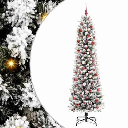Brad de Crăciun artificial cu 300 LED Verde și alb 210 cm GartenMobel Dekor