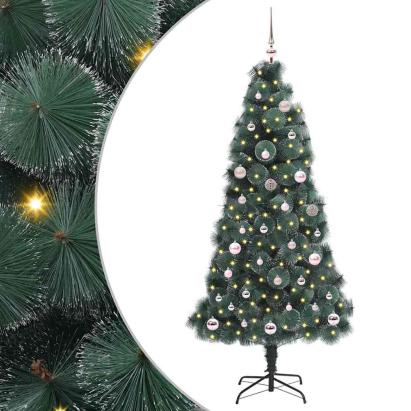 Brad de Crăciun artificial iluminat cu set de bile Verde 150 cm GartenMobel Dekor
