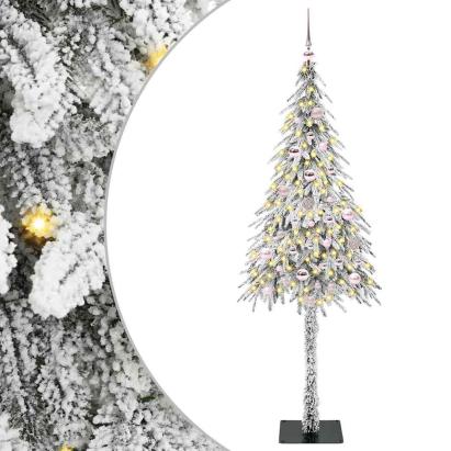 Brad de Crăciun cu 150 LED cu suport Alb 150 cm PE și Oțel GartenMobel Dekor