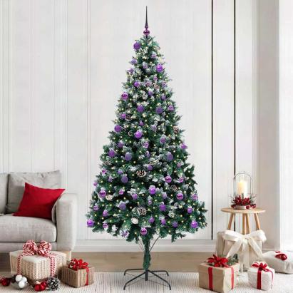 Brad de Crăciun artificial Verde 240 cm PVC și Oțel și Plastic GartenMobel Dekor