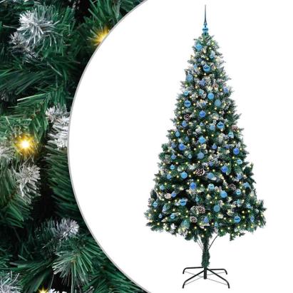 Brad de Crăciun artificial Verde 240 cm PVC și Oțel și Plastic GartenMobel Dekor