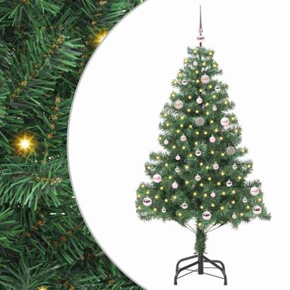 Brad de Crăciun cu 150 LED cu suport Verde 150 cm PVC GartenMobel Dekor