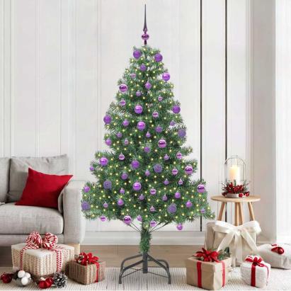 Brad de Crăciun cu 300 LED cu suport Verde 210 cm PVC GartenMobel Dekor