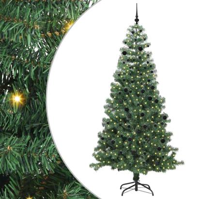Brad de Crăciun cu 300 LED cu suport Verde 240 cm PVC GartenMobel Dekor