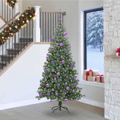 Brad de Crăciun cu 300 LED cu suport Verde 240 cm PVC GartenMobel Dekor