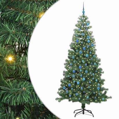 Brad de Crăciun cu 300 LED cu suport Verde 240 cm PVC GartenMobel Dekor