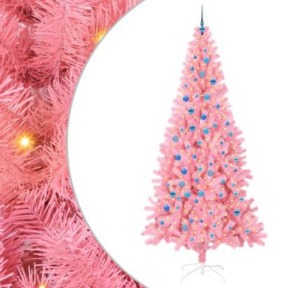 Brad de Crăciun cu 300 LED cu suport Roz 240 cm PVC GartenMobel Dekor