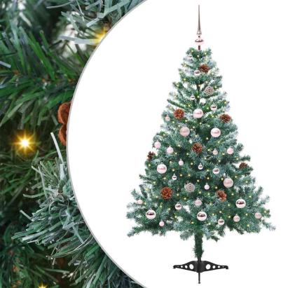 Brad de Crăciun artificial cu 150 LED Verde 150 cm PVC și Oțel GartenMobel Dekor