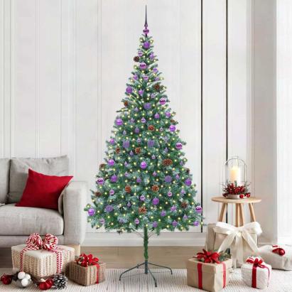Brad de Crăciun artificial cu 300 LED Verde 210 cm PVC și Oțel GartenMobel Dekor