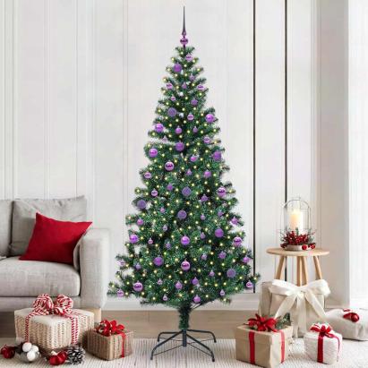 Pom de Crăciun artificial pre-iluminat cu 300 LED Verde 210 cm GartenMobel Dekor