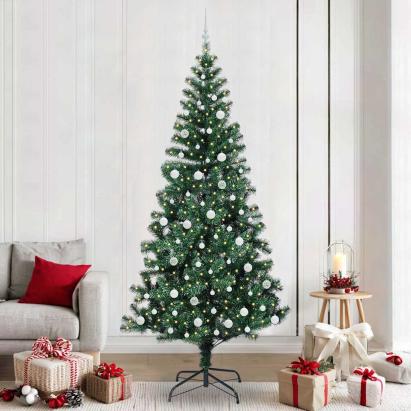 Pom de Crăciun artificial pre-iluminat Verde 240cm PVC și Metal GartenMobel Dekor