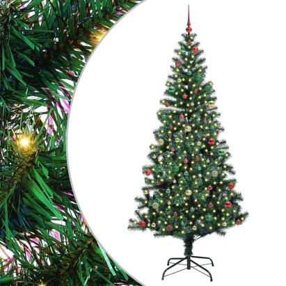 Pom de Crăciun artificial pre-iluminat Verde 240cm PVC și Metal GartenMobel Dekor
