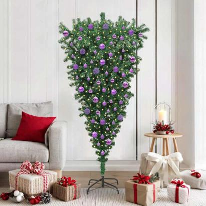 Pom de Crăciun artificial pre-luminat cu globuri, cu fir răsturnat GartenMobel Dekor