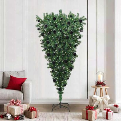Brad de Crăciun artificial pre-iluminat cu set de bile, cu răsturnare GartenMobel Dekor