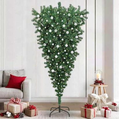 Brad de Crăciun artificial pre-luminat cu set de bile, cu picioarele în sus GartenMobel Dekor