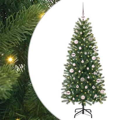 Brad de Crăciun artificial cu 150 LED Verde 150 cm PE și PVC GartenMobel Dekor