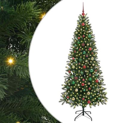 Brad de Crăciun artificial cu 300 LED Verde 180 cm PE și PVC GartenMobel Dekor