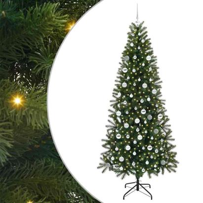 Brad de Crăciun artificial cu 300 LED Verde 210 cm PE și PVC GartenMobel Dekor