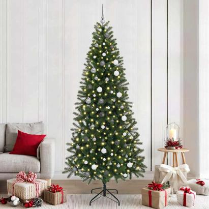 Brad de Crăciun artificial cu 300 LED Verde 240 cm PE și PVC GartenMobel Dekor