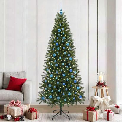 Brad de Crăciun artificial cu 300 LED Verde 240 cm PE și PVC GartenMobel Dekor