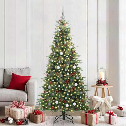 Brad de Crăciun artificial cu ramuri articulare Verde 210 cm GartenMobel Dekor