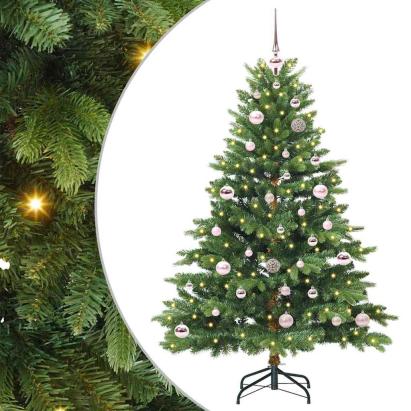 Brad de Crăciun artificial cu 150 LED Verde 150 cm PE și PVC GartenMobel Dekor
