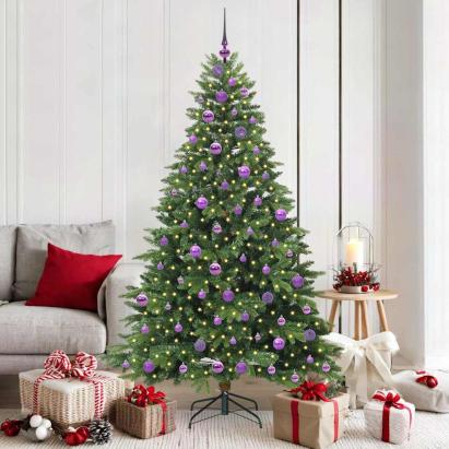 Brad de Crăciun artificial cu 300 LED Verde 180 cm PE și PVC GartenMobel Dekor
