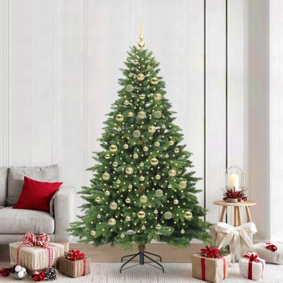 Brad de Crăciun artificial cu 300 LED Verde 210 cm PE și PVC GartenMobel Dekor