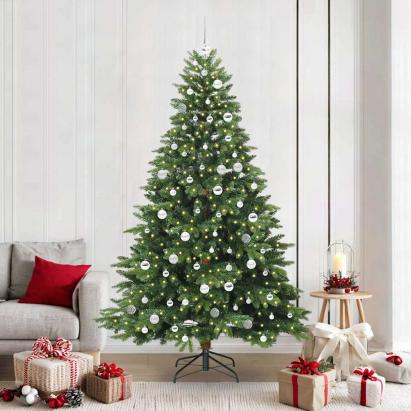 Brad de Crăciun artificial cu 300 LED Verde 210 cm PE și PVC GartenMobel Dekor