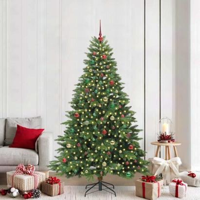 Brad de Crăciun artificial cu 300 LED Verde 210 cm PE și PVC GartenMobel Dekor